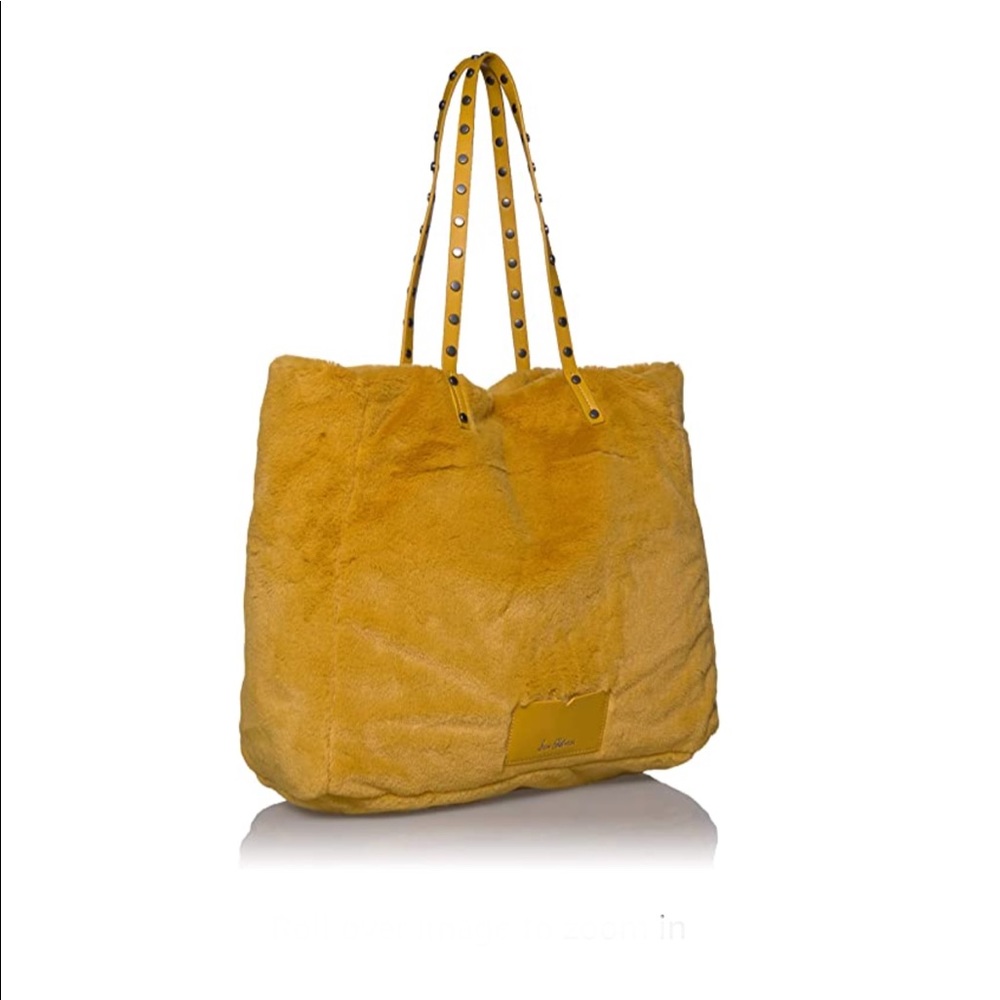 San Edelman Yellow Eleanora Faux Fur Tote Bag
